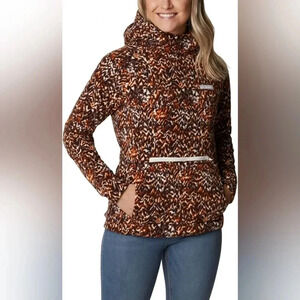 Columbia Ali Peak‎ Fleece Warm Copper Terrain Print Women Size Small EUC